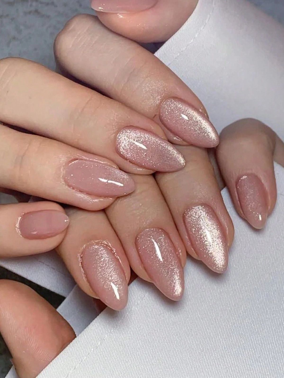 Pink Cat Eye Glaze Nails