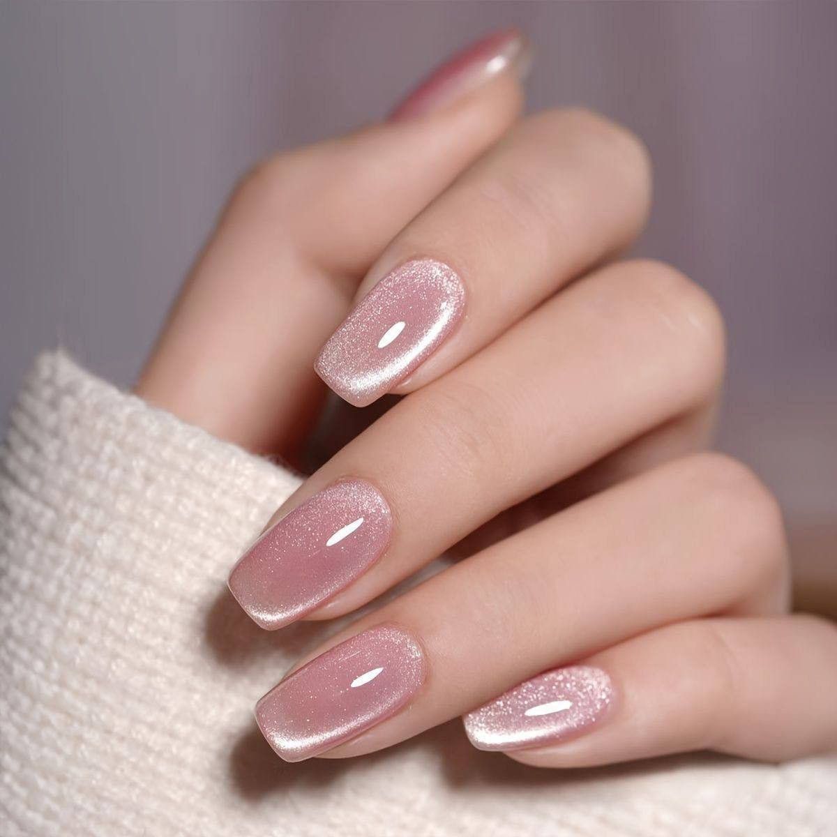 Pink Cat Eye Glaze Nails