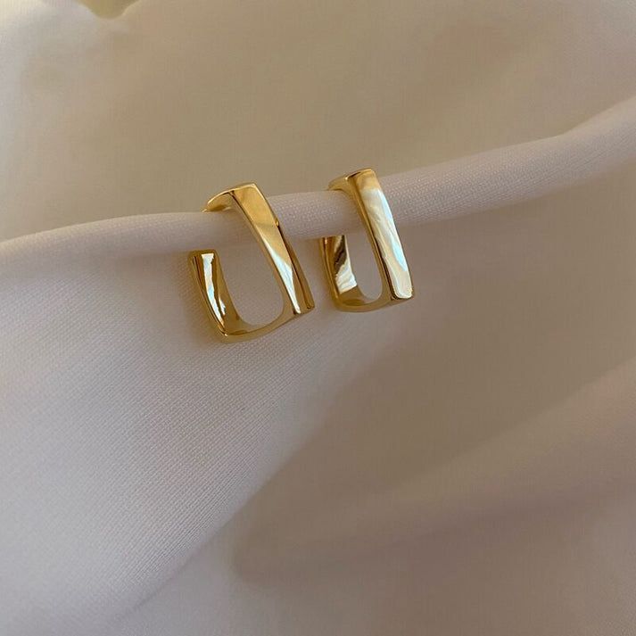 Foiled Square Gold Studs