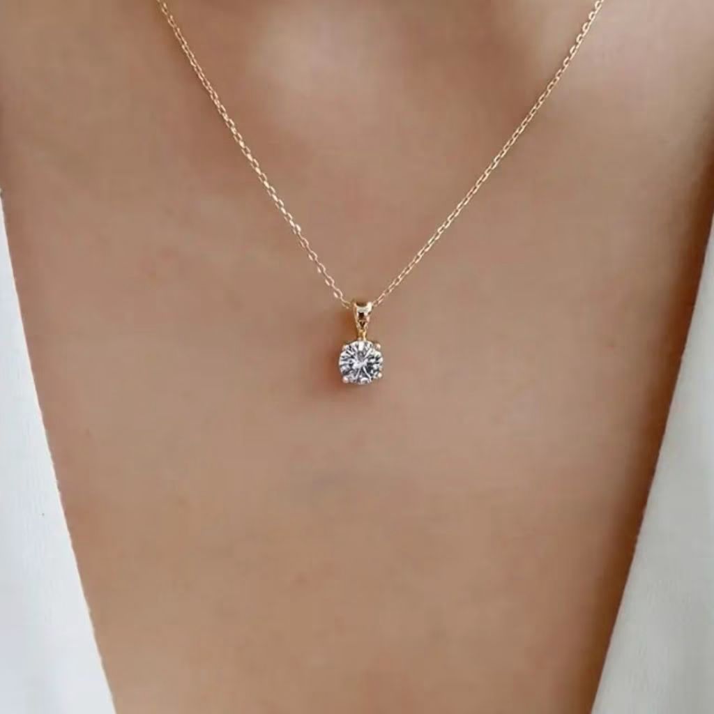 Single Stone Stainless Steel Pendant