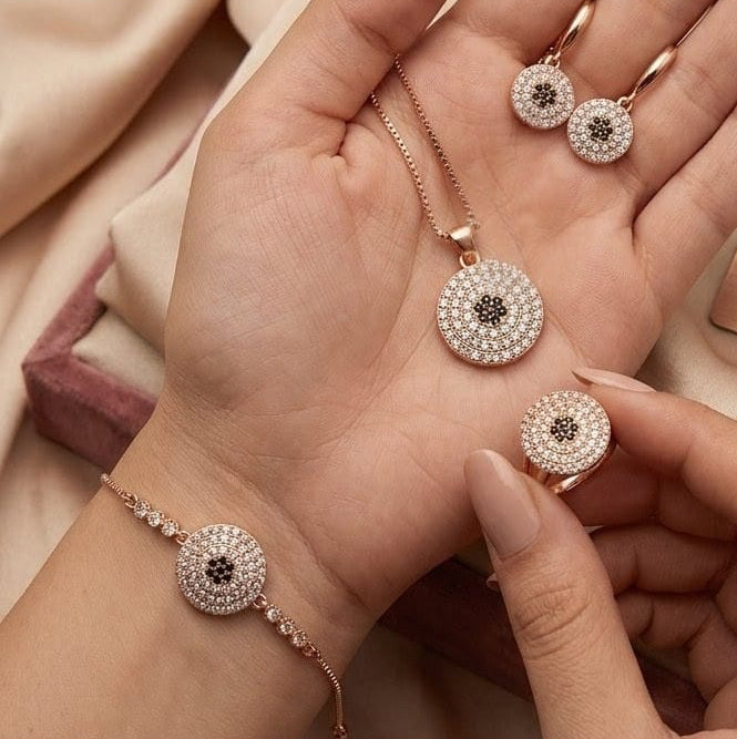 Zircon Jewelry Combo Set – Adjustable Ring & Bracelet
