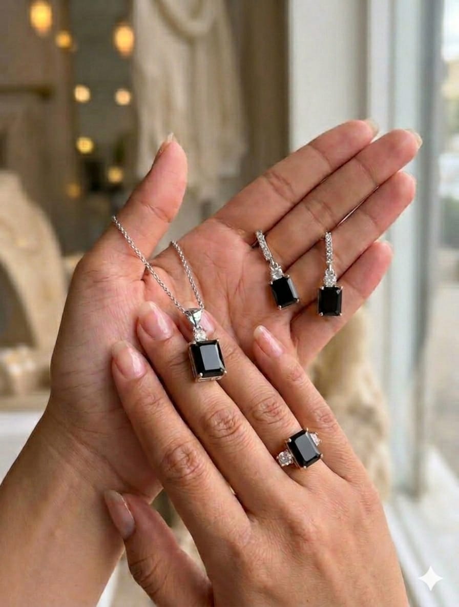 China A.D Zircon Locket Set with Adjustable Size Ring 💍 – A1 Quality | Multiple Colors | RESTOCK