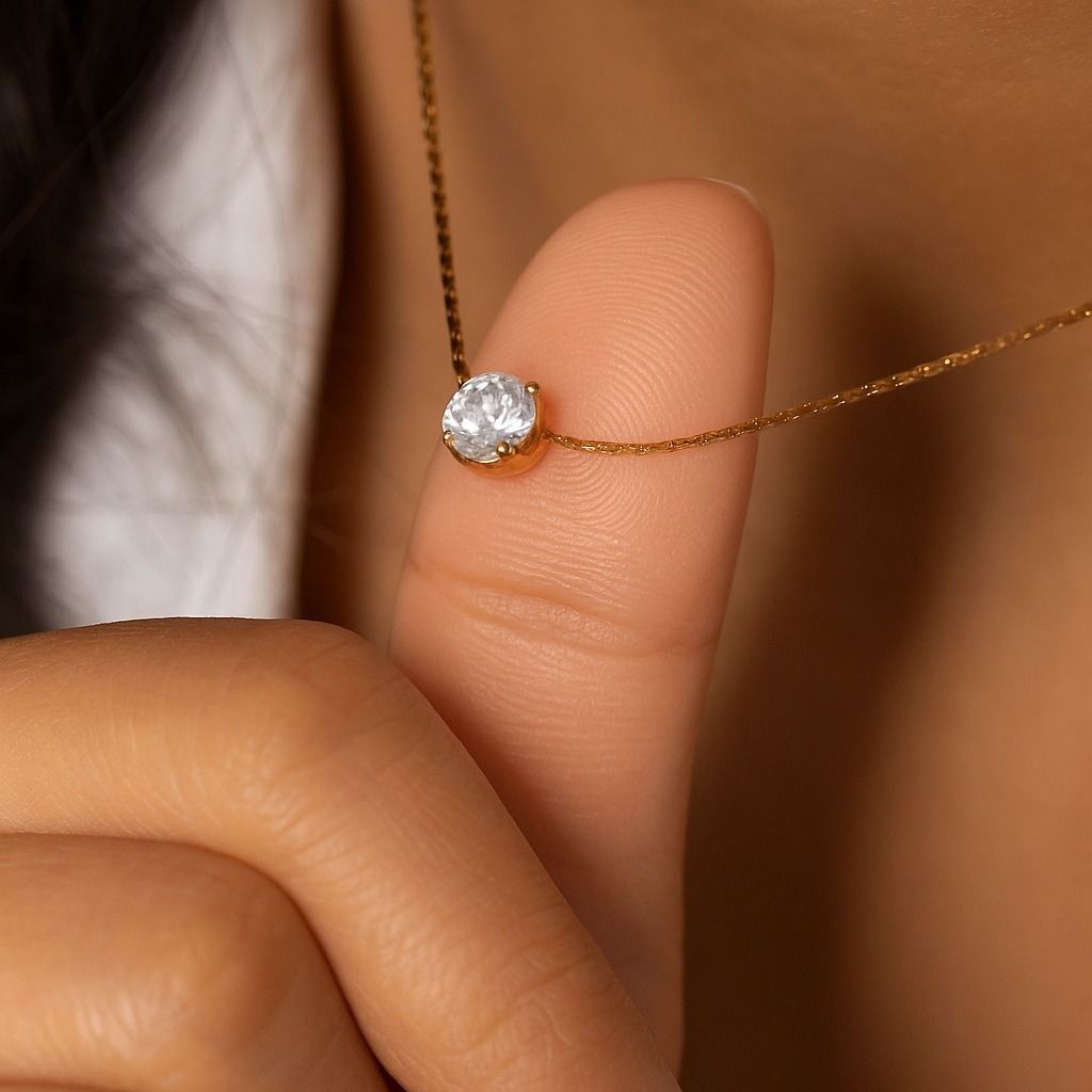 Single Stone Stainless Steel Pendant