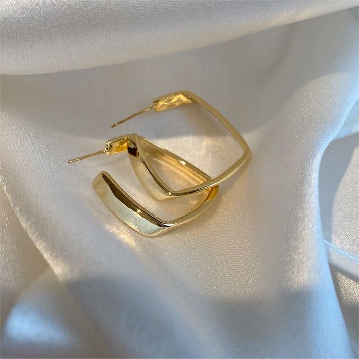 Foiled Square Gold Studs