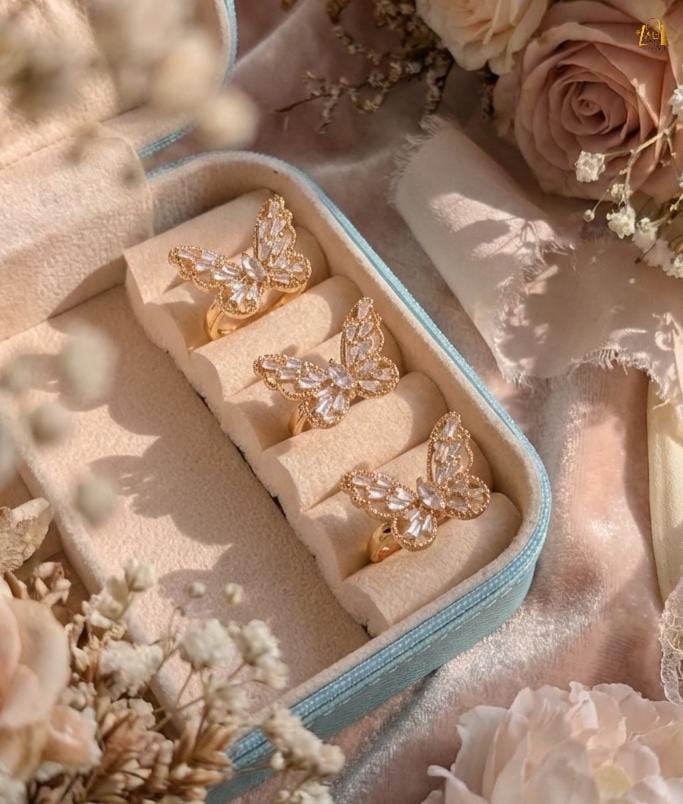 Stainless Steel Butterfly Adjustable Size Ring