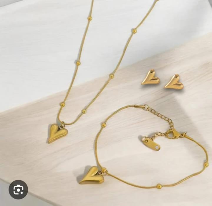 Stainless Steel Heart Combo Set – A1 Quality | Tarnish Free & Waterproof