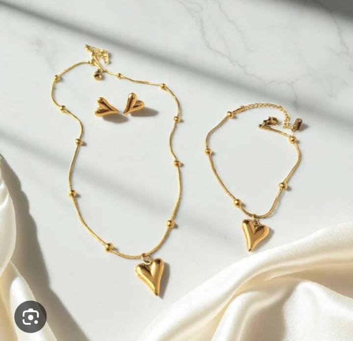 Stainless Steel Heart Combo Set – A1 Quality | Tarnish Free & Waterproof